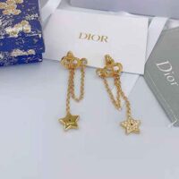 Dior Women Petit CD Earrings Gold-Finish Metal and White Crystals (1)