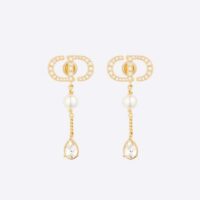 Dior Women Petit CD Earrings Gold-Finish Metal with White Resin Pearls (1)