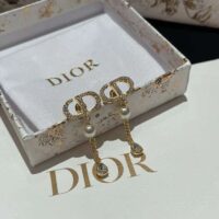 Dior Women Petit CD Earrings Gold-Finish Metal with White Resin Pearls (1)