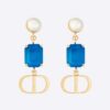 Dior Women Petit Cd Earrings Gold-Finish Metal with White Resin Pearls
