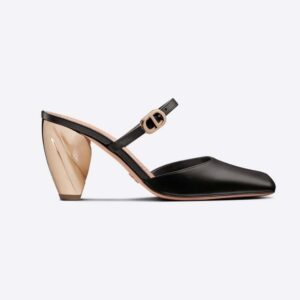 Dior Women Rhodes Heeled Mule Black Calfskin