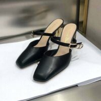 Dior Women Rhodes Heeled Mule Black Calfskin (1)