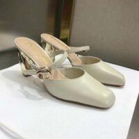 Dior Women Rhodes Heeled Mule White Calfskin (1)