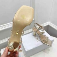 Dior Women Rhodes Heeled Sandal Gold-Tone Laminated Lambskin (1)