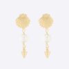 Dior Women Sea Garden Earrings Gold-Finish Metal and White Resin Pearls