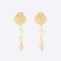 Dior Women Sea Garden Earrings Gold-Finish Metal and White Resin Pearls (1)