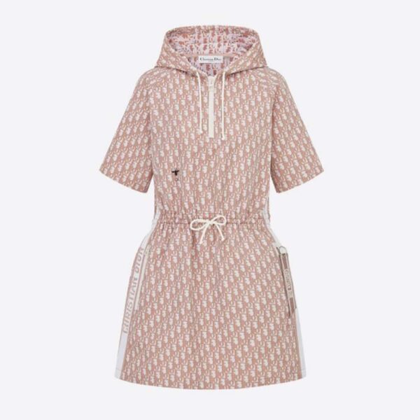 Dior Women Short Hooded Dress Rose Des Vents Technical Taffeta Jacquard (1)