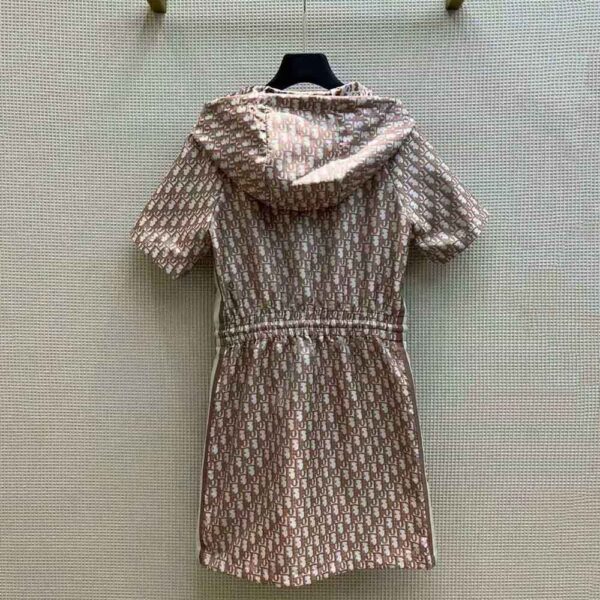 Dior Women Short Hooded Dress Rose Des Vents Technical Taffeta Jacquard (3)