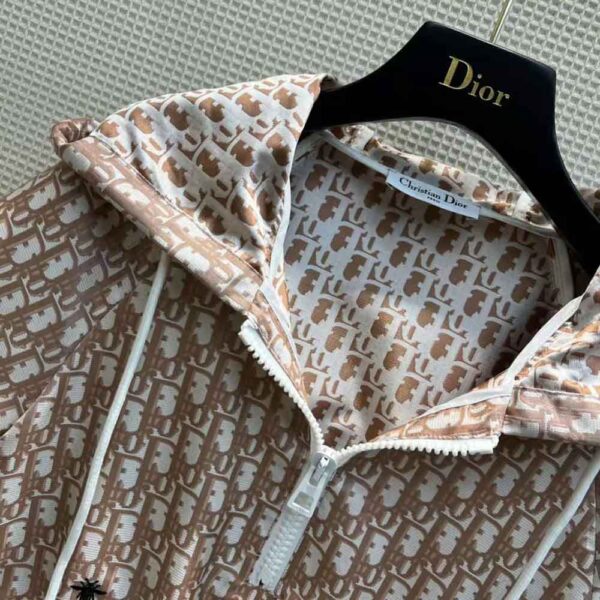 Dior Women Short Hooded Dress Rose Des Vents Technical Taffeta Jacquard (6)