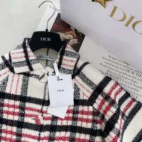 Dior Women Short-Sleeved Jacket Tricolor Check N Dior Technical Cotton and Wool Knit (1)