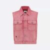 Dior Women Sleeveless Jacket Pink Cotton Denim