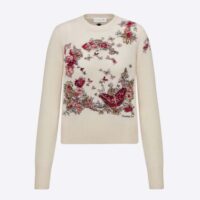 Dior Women Sweater White Cashmere with Multicolor Butterfly Motif (1)