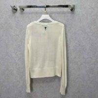 Dior Women Sweater White Cashmere with Multicolor Butterfly Motif (1)
