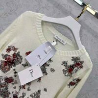 Dior Women Sweater White Cashmere with Multicolor Butterfly Motif (1)