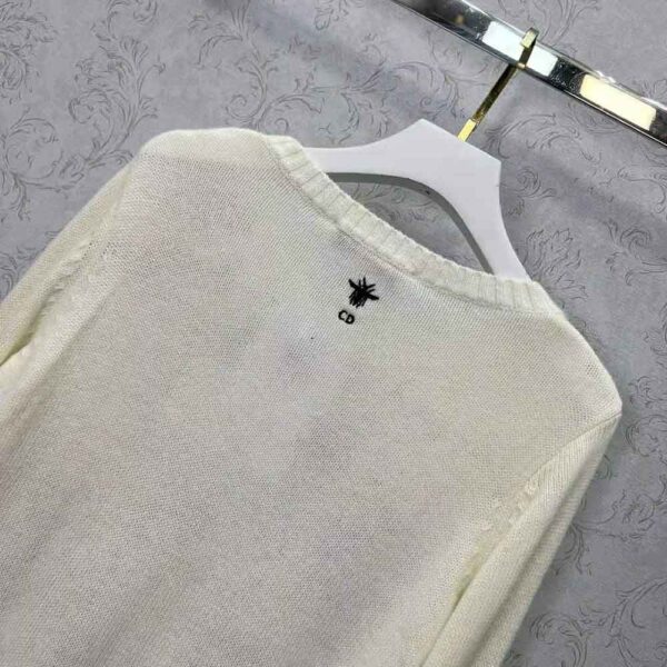Dior Women Sweater White Cashmere with Multicolor Butterfly Motif (6)