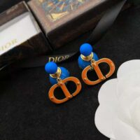 Dior Women Tribales Earring Gold-Finish Metal with Fluorescent Blue Lacquer (1)