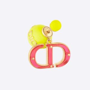 Dior Women Tribales Earring Gold-Finish Metal with Fluorescent Yellow Lacquer