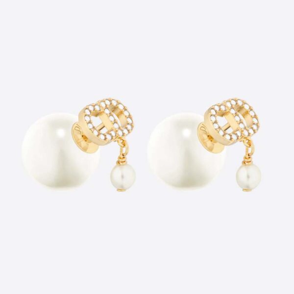 Dior Women Tribales Earrings Gold-Finish Metal-White (1)