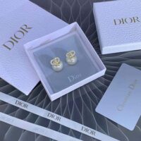 Dior Women Tribales Earrings Gold-Finish Metal-White (1)