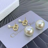 Dior Women Tribales Earrings Gold-Finish Metal-White (1)