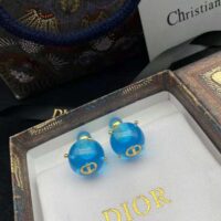 Dior Women Tribales Earrings Gold-Finish Metal and Light Blue Transparent Resin Pearls (1)