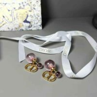 Dior Women Tribales Earrings Gold-Finish Metal and Light Pink Transparent Resin Pearls (1)