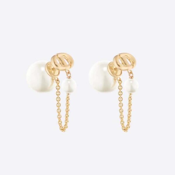Dior Women Tribales Earrings Gold-Finish Metal and White Resin Pearls (1)