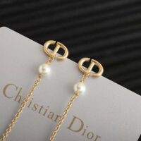 Dior Women Tribales Earrings Gold-Finish Metal and White Resin Pearls (1)