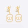 Dior Women Tribales Earrings Gold-Finish Metal with White Resin Pearls