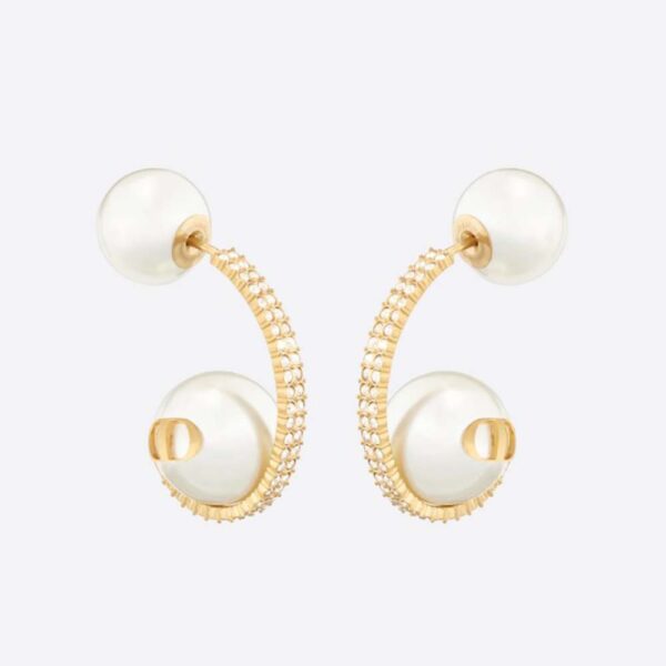 Dior Women Tribales Earrings Gold-Finish Metal with White Resin Pearls (1)