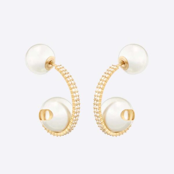 Dior Women Tribales Earrings Gold-Finish Metal with White Resin Pearls (1)