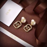 Dior Women Tribales Earrings Gold-Finish Metal with White Resin Pearls (1)