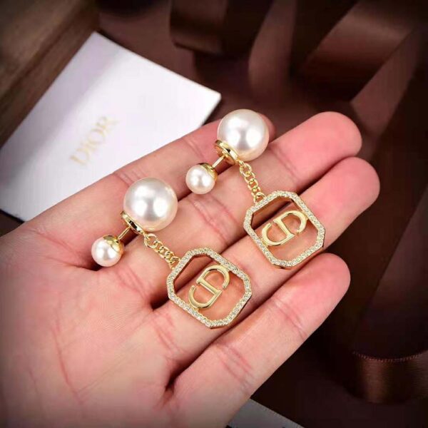 Dior Women Tribales Earrings Gold-Finish Metal with White Resin Pearls (3)