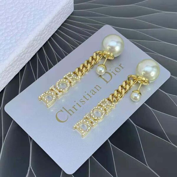 Dior Women Tribales Earrings Gold-Finish Metal with White Resin Pearls (3)