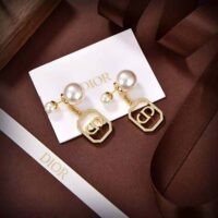 Dior Women Tribales Earrings Gold-Finish Metal with White Resin Pearls (1)