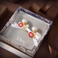 Dior Women Tribales Earrings Gold-Finish Metal with White Resin Pearls (1)