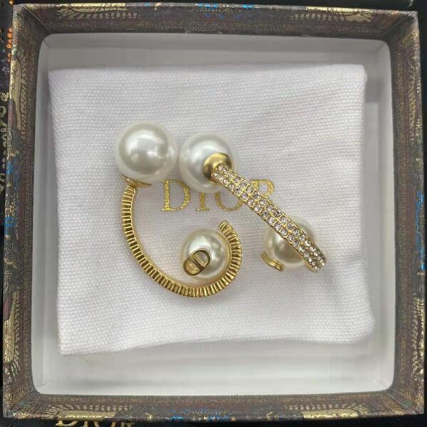 Dior Women Tribales Earrings Gold-Finish Metal with White Resin Pearls (4)