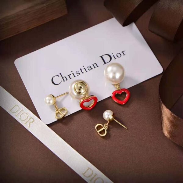 Dior Women Tribales Earrings Gold-Finish Metal with White Resin Pearls (5)