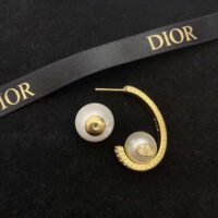 Dior Women Tribales Earrings Gold-Finish Metal with White Resin Pearls (1)