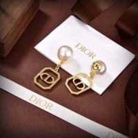 Dior Women Tribales Earrings Gold-Finish Metal with White Resin Pearls (1)