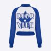 Dior Women Vibe Bomber Jacket Fluorescent Blue and White Technical Cashmere Jacquard