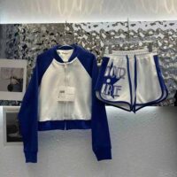 Dior Women Vibe Bomber Jacket Fluorescent Blue and White Technical Cashmere Jacquard (1)