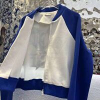 Dior Women Vibe Bomber Jacket Fluorescent Blue and White Technical Cashmere Jacquard (1)