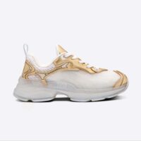 Dior Women Vibe Sneaker White Mesh and Gold-Tone Leather (1)