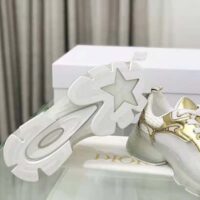 Dior Women Vibe Sneaker White Mesh and Gold-Tone Leather (1)