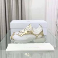 Dior Women Vibe Sneaker White Mesh and Gold-Tone Leather (1)