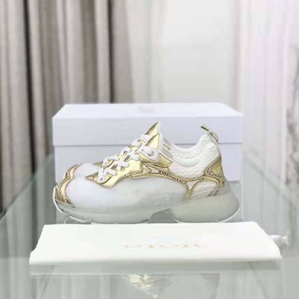 Dior Women Vibe Sneaker White Mesh and Gold-Tone Leather (2)