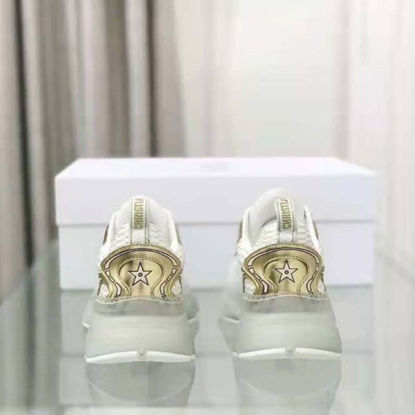 Dior Women Vibe Sneaker White Mesh and Gold-Tone Leather (4)