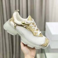 Dior Women Vibe Sneaker White Mesh and Gold-Tone Leather (1)