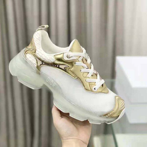 Dior Women Vibe Sneaker White Mesh and Gold-Tone Leather (5)